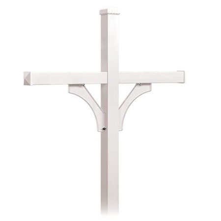 SALSBURY INDUSTRIES Salsbury Industries 4874WHT Deluxe Mailbox Post 2 Sided for 4 Mailboxes In-Ground Mounted - White 4874WHT